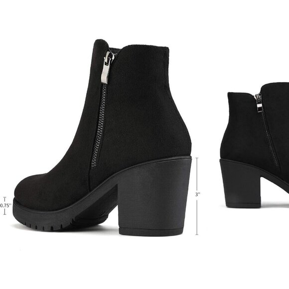 DREAM PAIRS Women's Ankle Boots Black Suede Booties Shoes - Picture 4 of 7